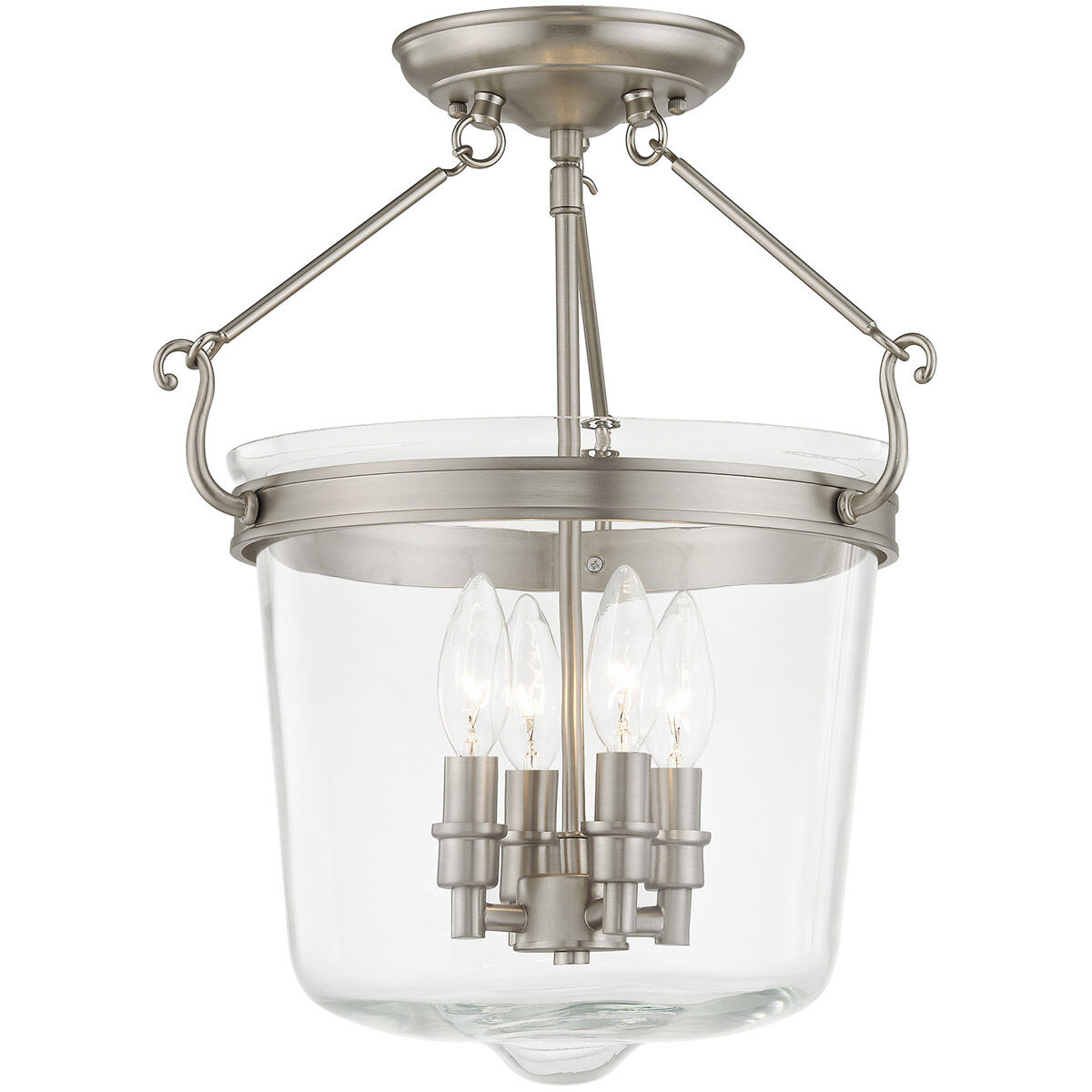 Rockford 4 Light 14.25 inch Brushed Nickel Semi-Flush Mount Ceiling Light