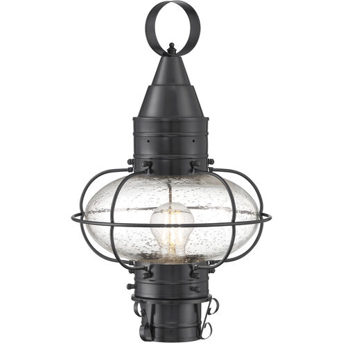 Classic Onion 1 Light 17.5 inch Gunmetal with Clear Outdoor Post Light in Gun Metal, Seedy, Medium