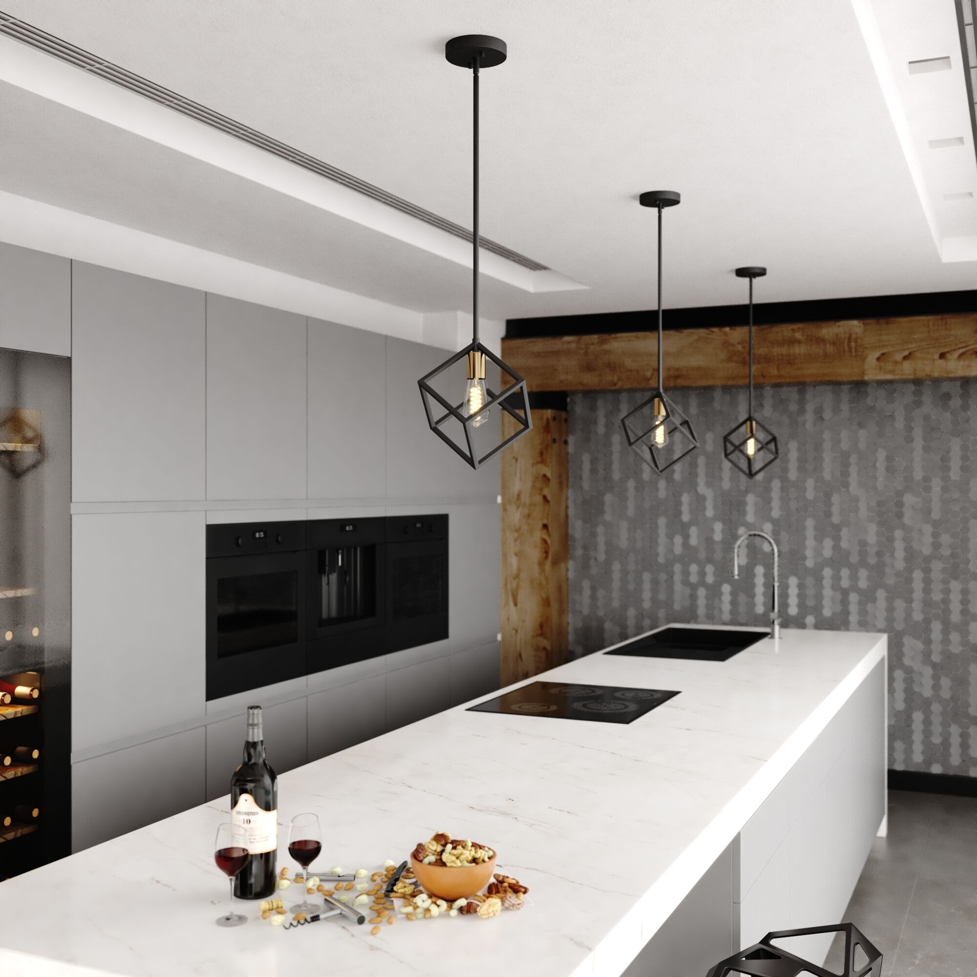 Deering LED 10.25 inch Matte Black and Satin Brass Mini Pendant Ceiling Light