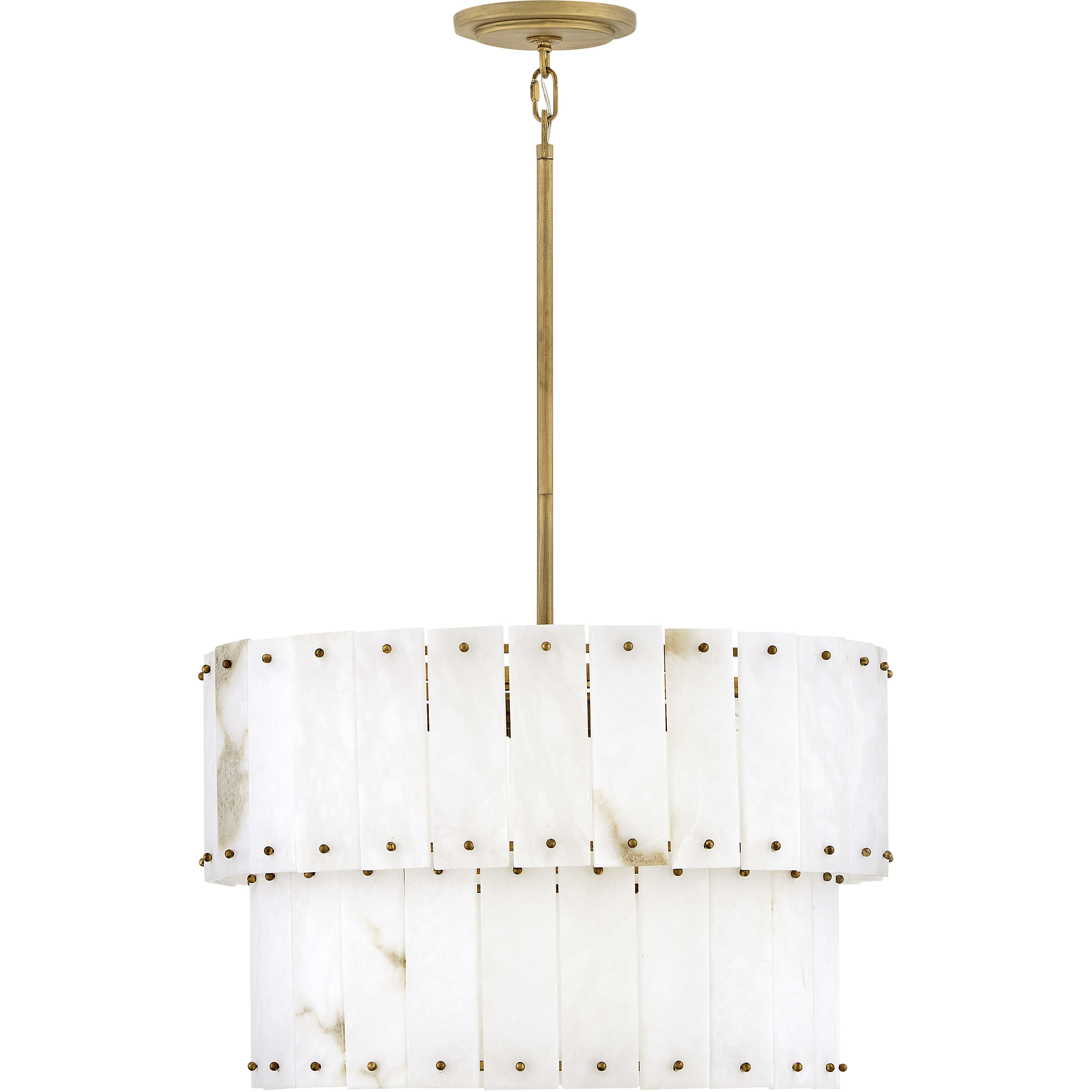 Simone LED 24 inch Burnished Gold Chandelier Ceiling Light in Alabaster, Drum
