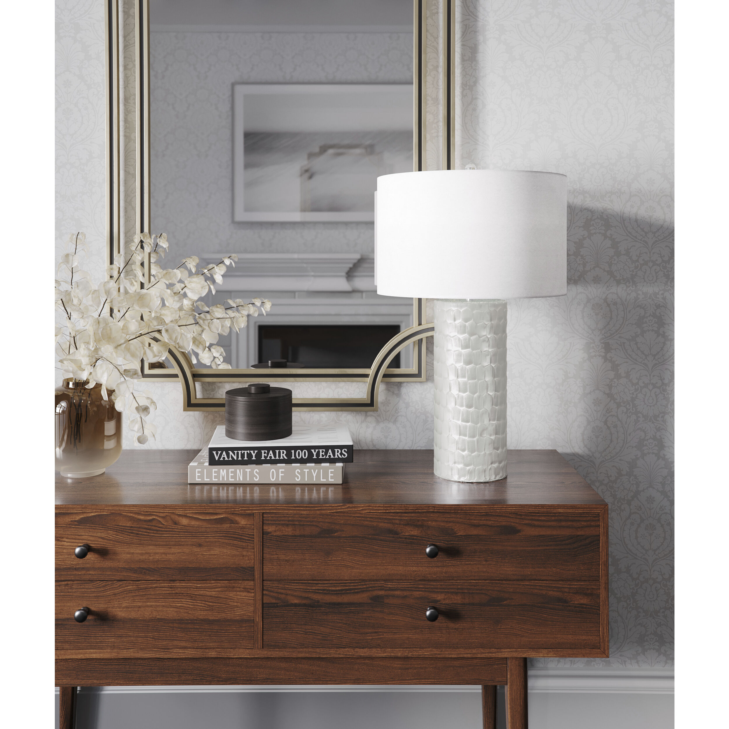 Cassis 26.75 inch 150.00 watt Hand-Etched, Off-White Table Lamp Portable Light