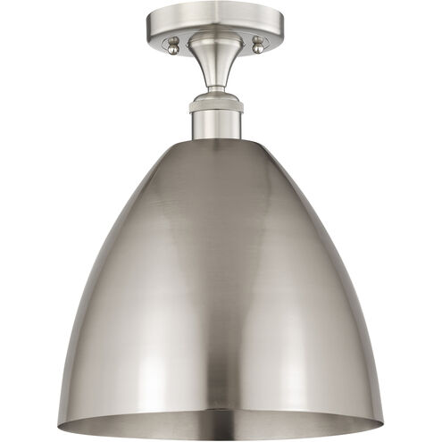 Edison Metal Bristol 1 Light 12 inch Brushed Satin Nickel Semi-Flush Mount Ceiling Light
