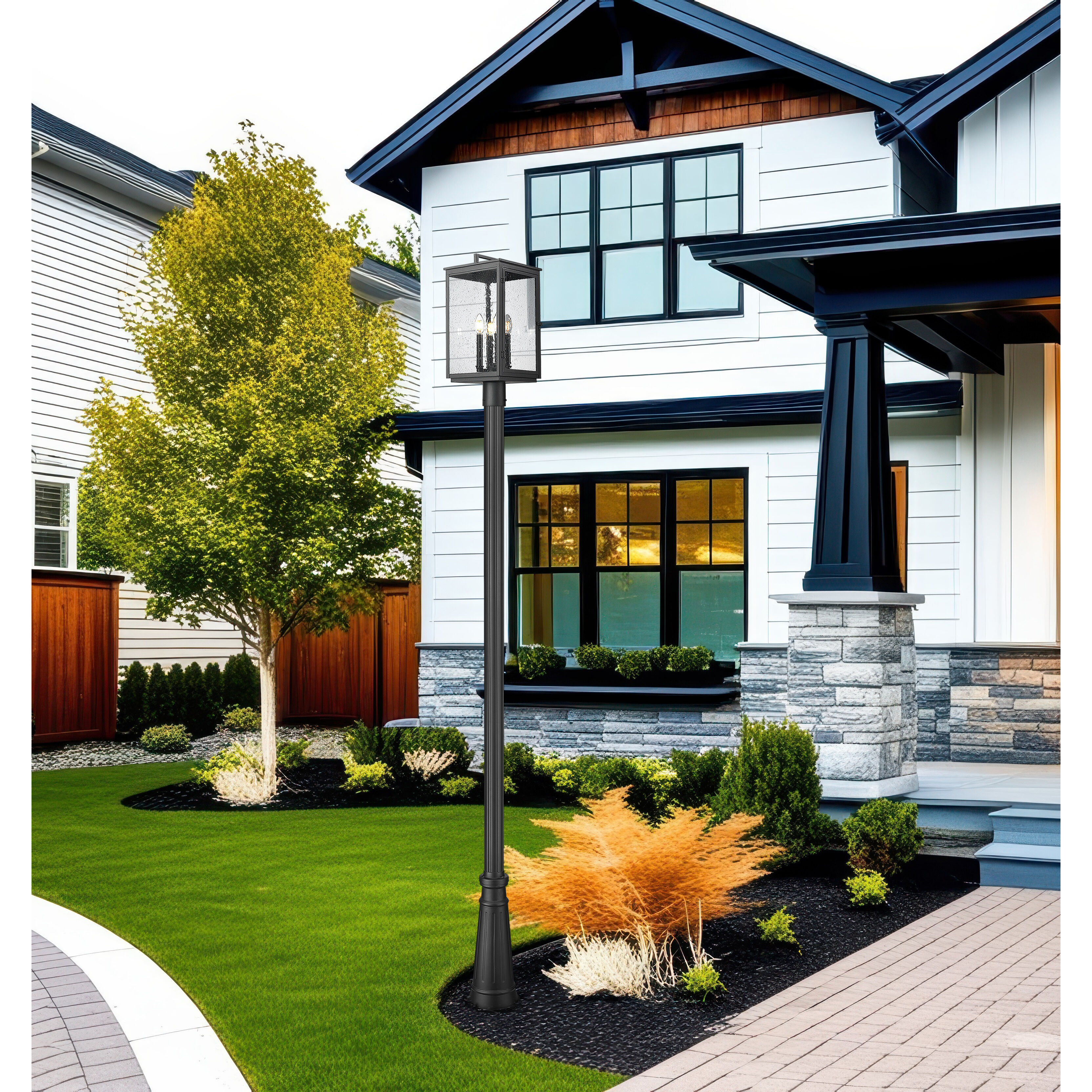 Hartwell 4 Light 116.75 inch Sand Black Outdoor Post Mounted Fixture