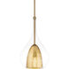 Helios LED 10 inch Aged Brass and Gold Leaf Mini-Pendant Ceiling Light