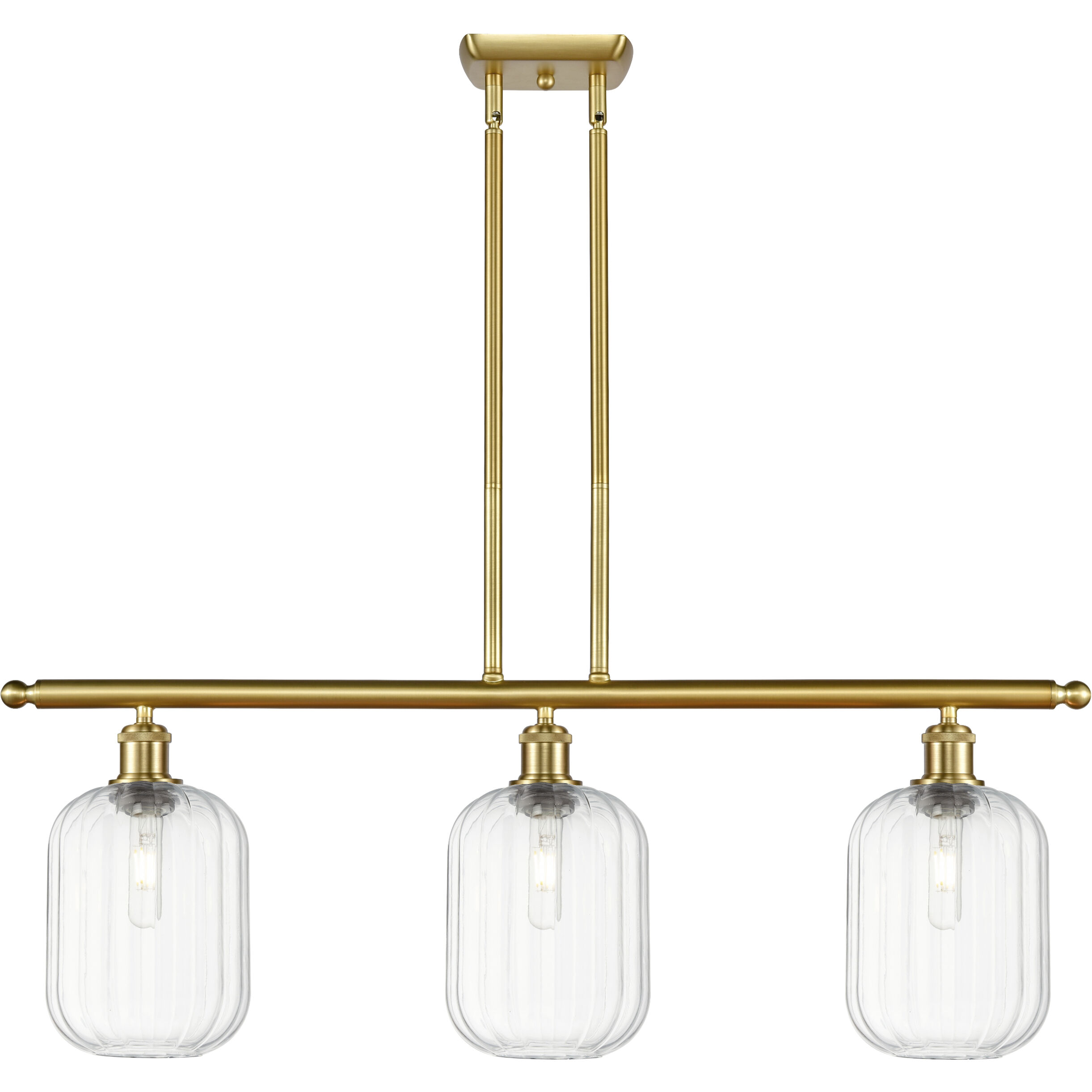 Ballston Preston Island Light Ceiling Light in Satin Gold, Clear Glass