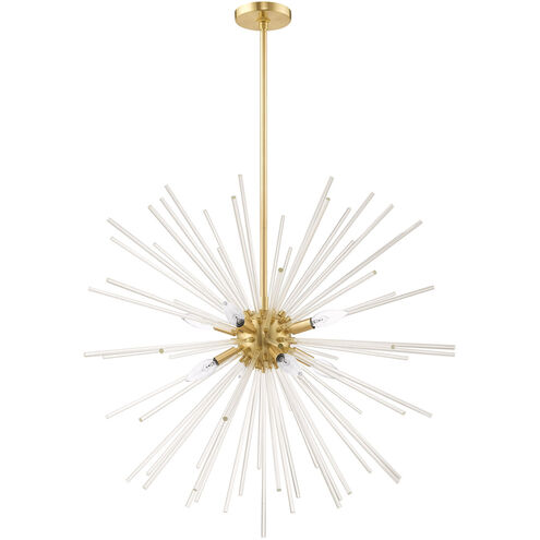 Utopia 8 Light 34 inch Satin Brass Pendant Chandelier Ceiling Light