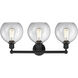 Athens 3 Light 26 inch Matte Black Bath Vanity Light Wall Light in Clear