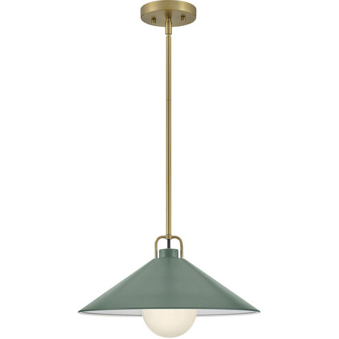 Milo LED 16 inch Lacquered Brass with Sage Green accents Pendant Ceiling Light