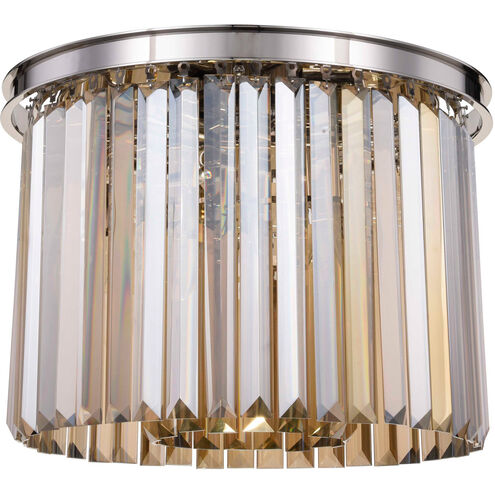 Sydney 6 Light 20 inch Polished nickel Flush Mount Ceiling Light in Golden Teak, Urban Classic