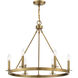 Traditional 6 Light 26 inch Natural Brass Chandelier Ceiling Light