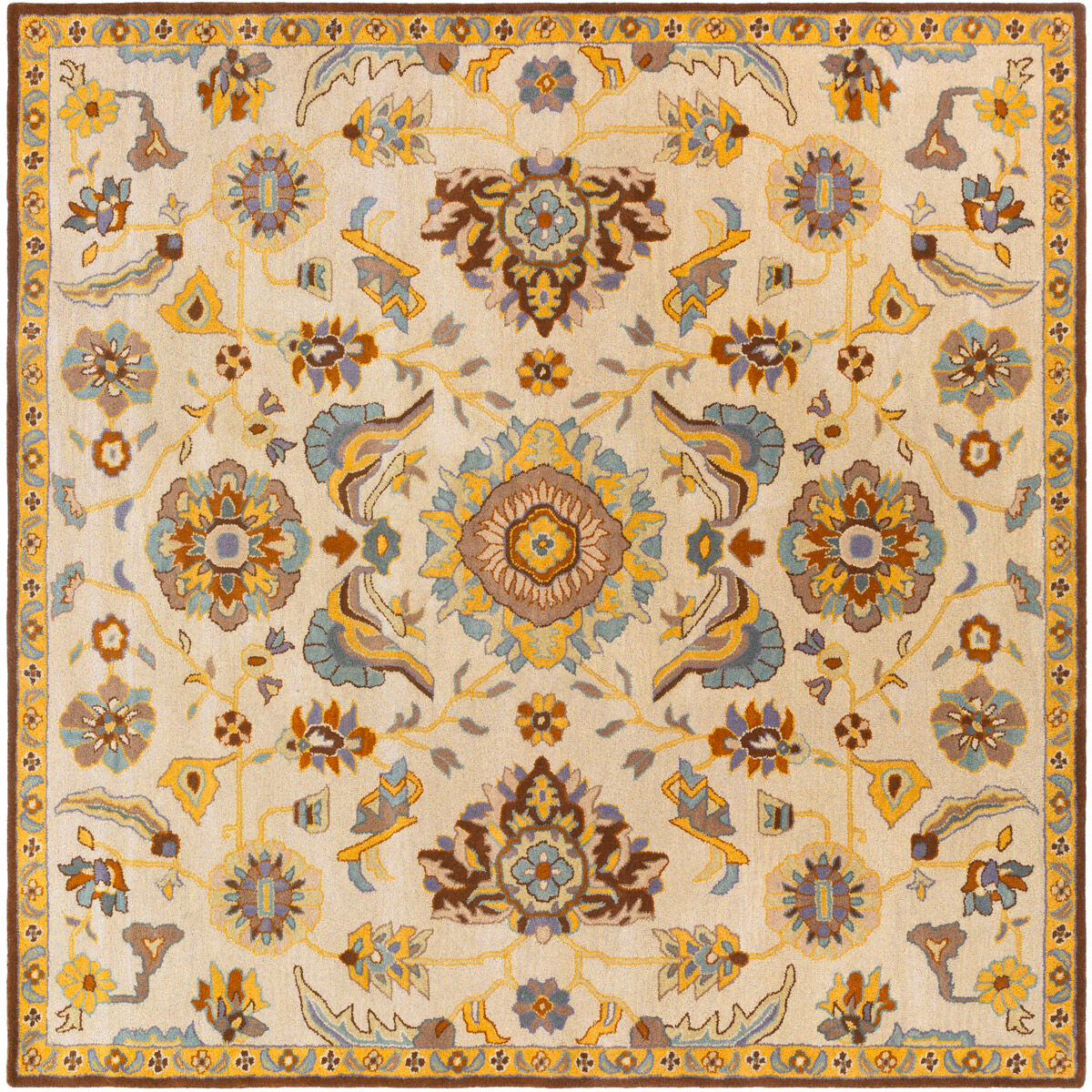 Caesar 117 X 117 inch Neutral and Brown Area Rug, Wool