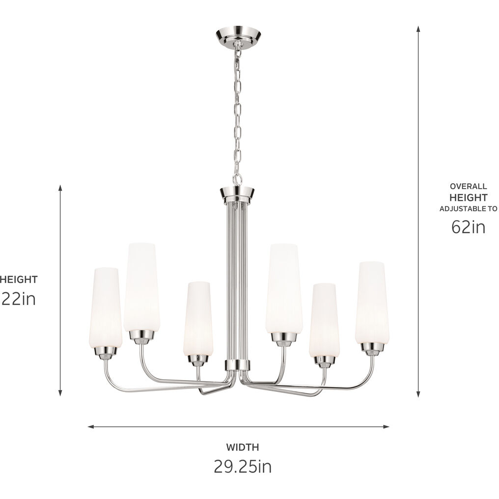 Truby 6 Light 29.25 inch Polished Nickel Chandelier Ceiling Light, Medium