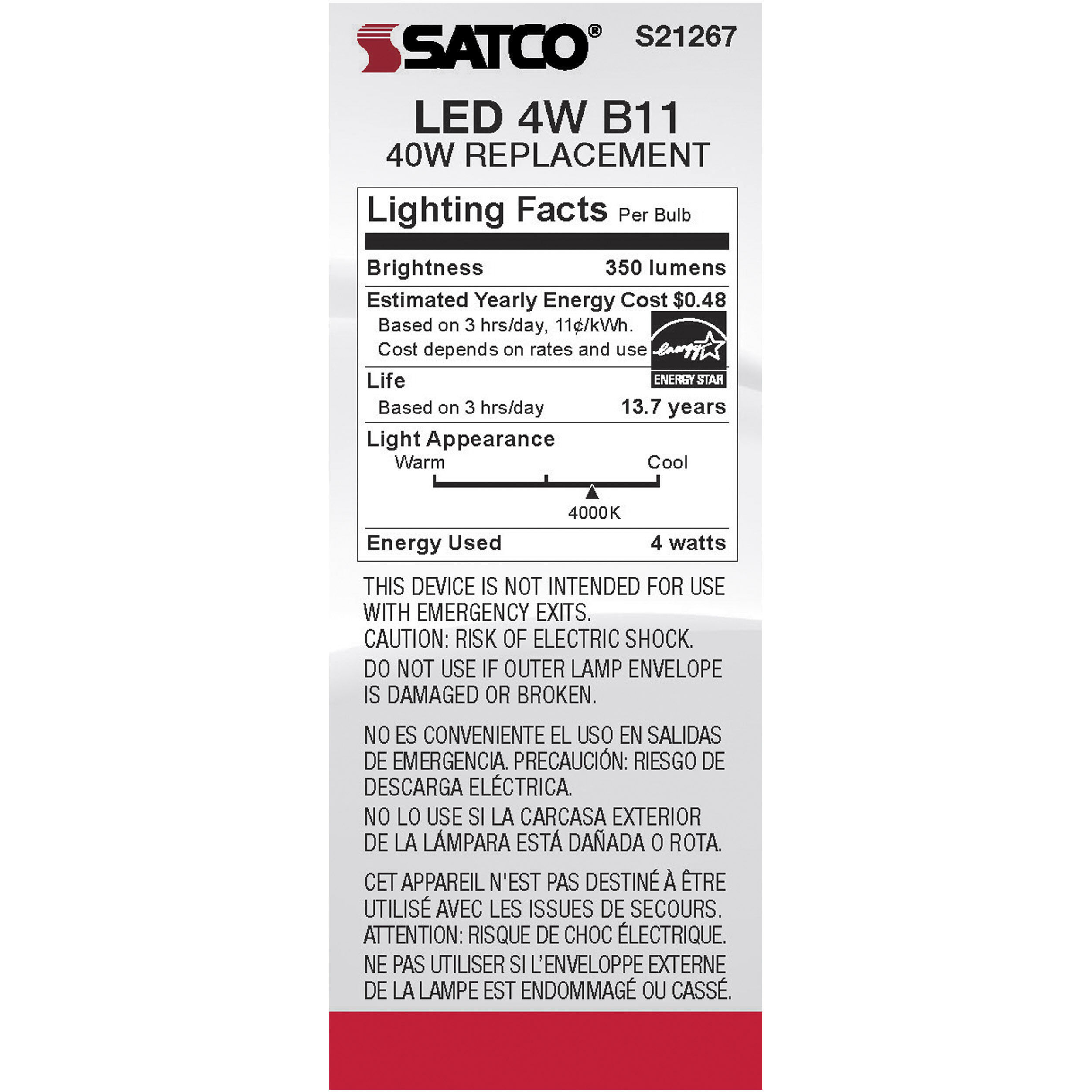 Lumos LED Candelabra Candelabra 4.00 watt 4000K LED Filament