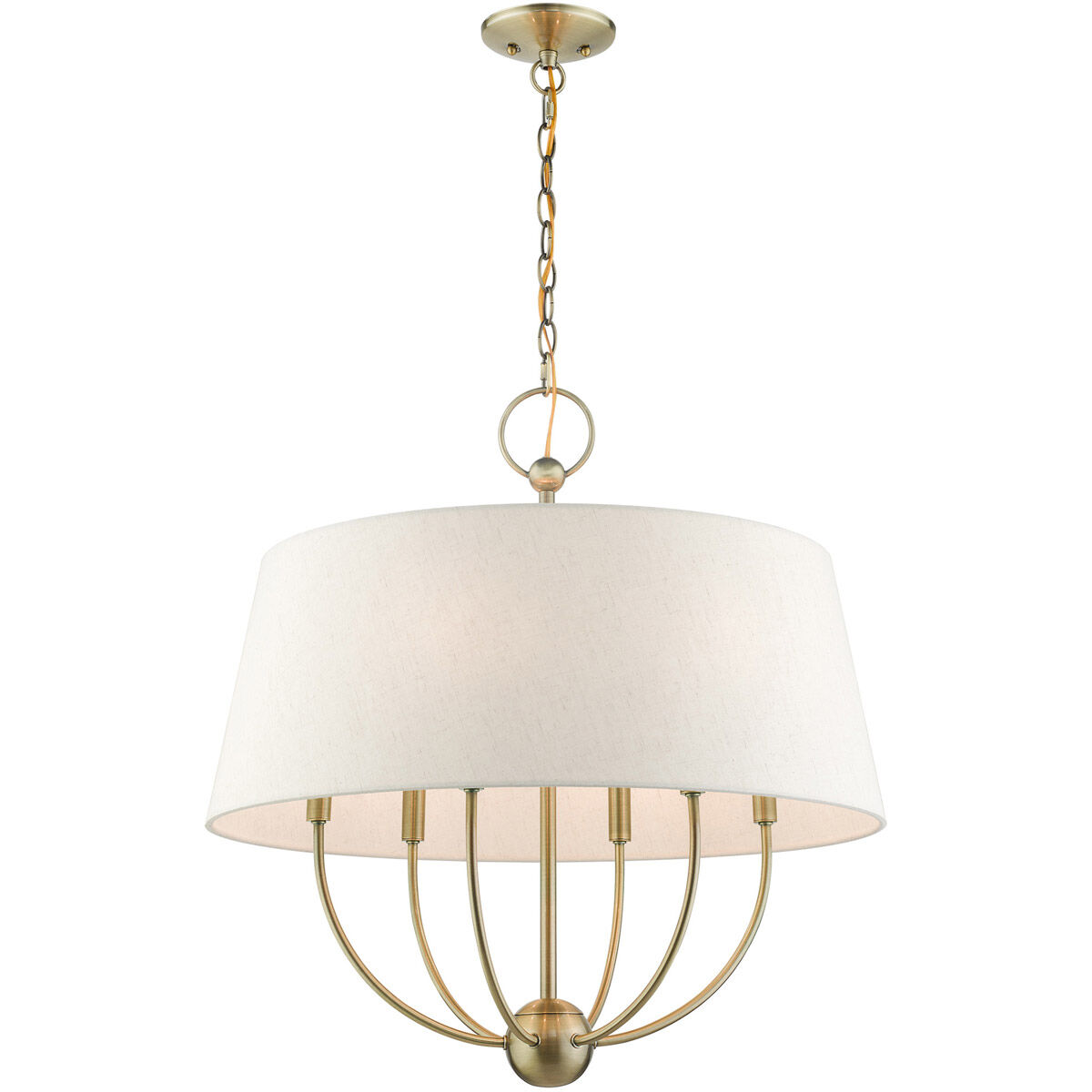 Cartwright 6 Light 24 inch Antique Brass Pendant Chandelier Ceiling Light