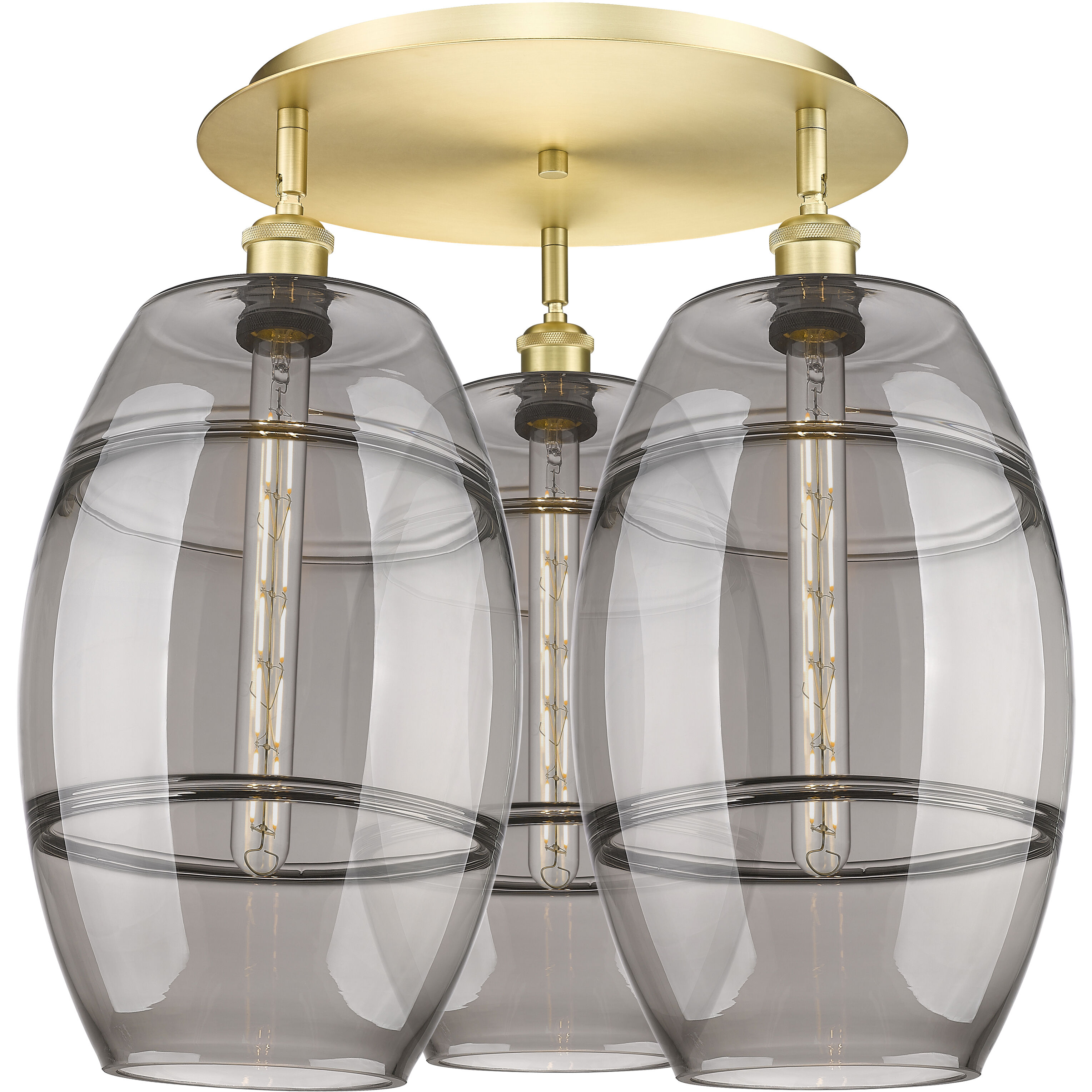 Ballston Vaz 3 Light 21.75 inch Satin Gold Flush Mount Ceiling Light