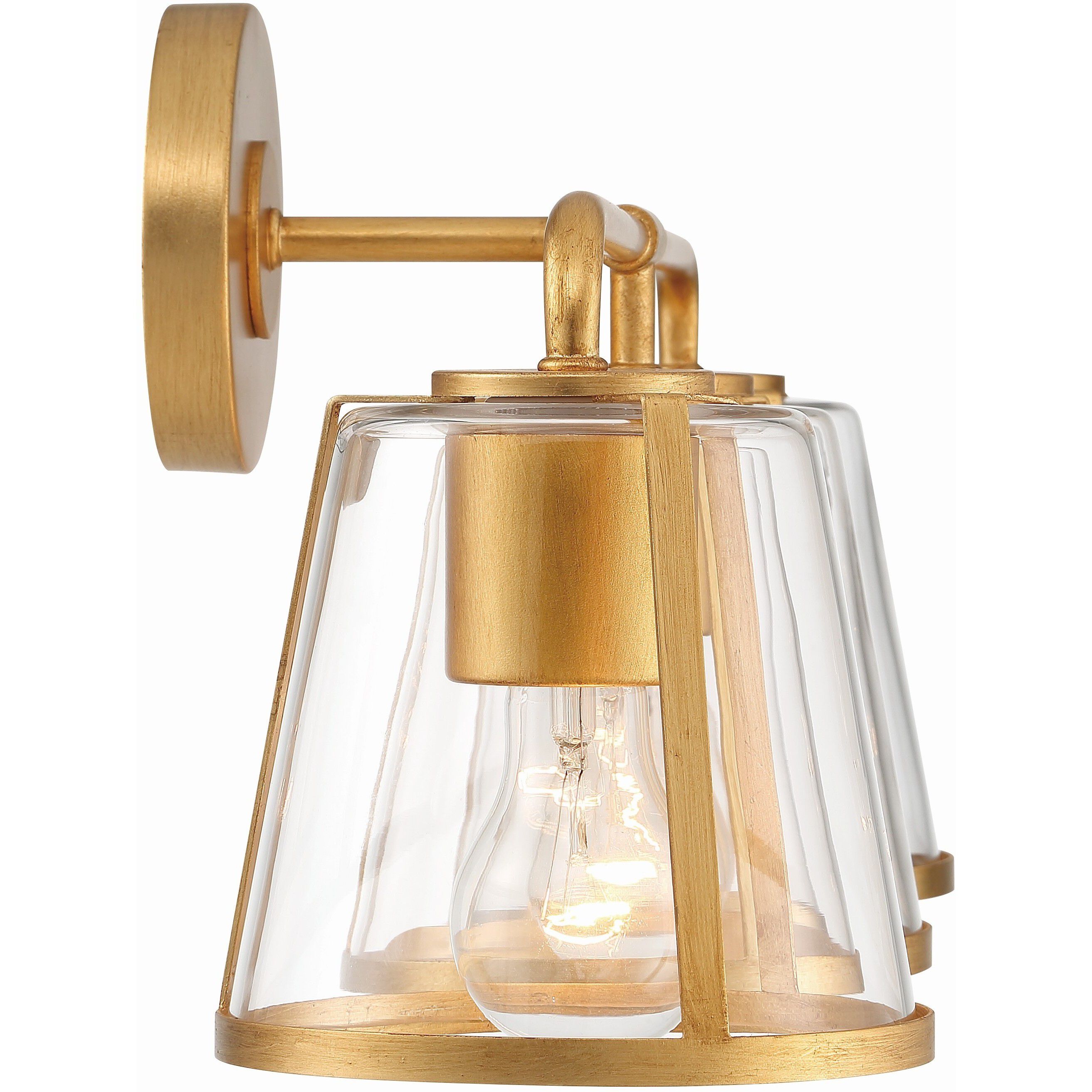 Fulton Bath Vanity Light Wall Light in Antique Gold, Clear
