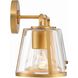 Fulton Bath Vanity Light Wall Light in Antique Gold, Clear