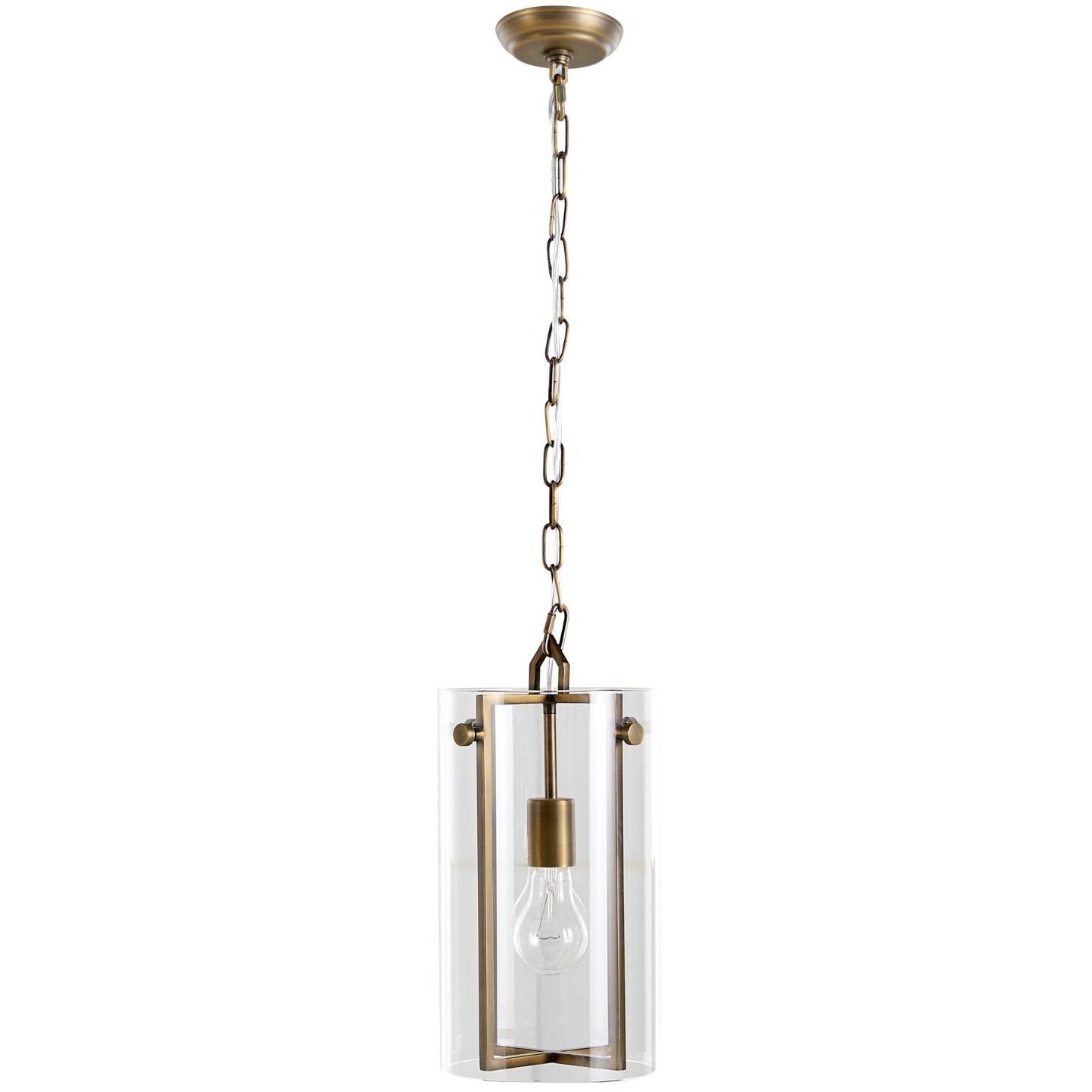 Sharon 1 Light 8.5 inch Antique Brass / Clear Glass Pendant Ceiling Light