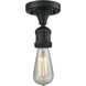 Franklin Restoration Bare Bulb 1 Light 5 inch Matte Black Semi-Flush Mount Ceiling Light, Franklin Restoration