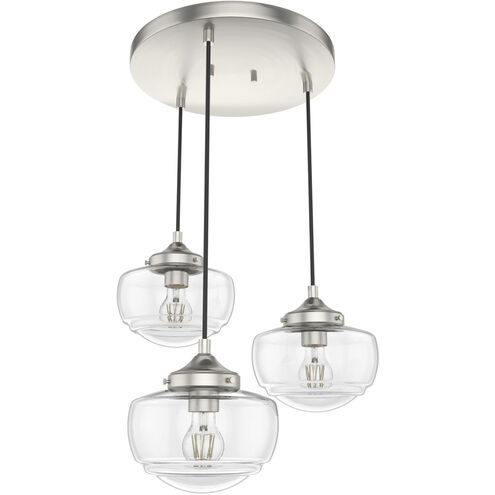 Saddle Creek 3 Light 17.25 inch Brushed Nickel Round Cluster Pendant Ceiling Light