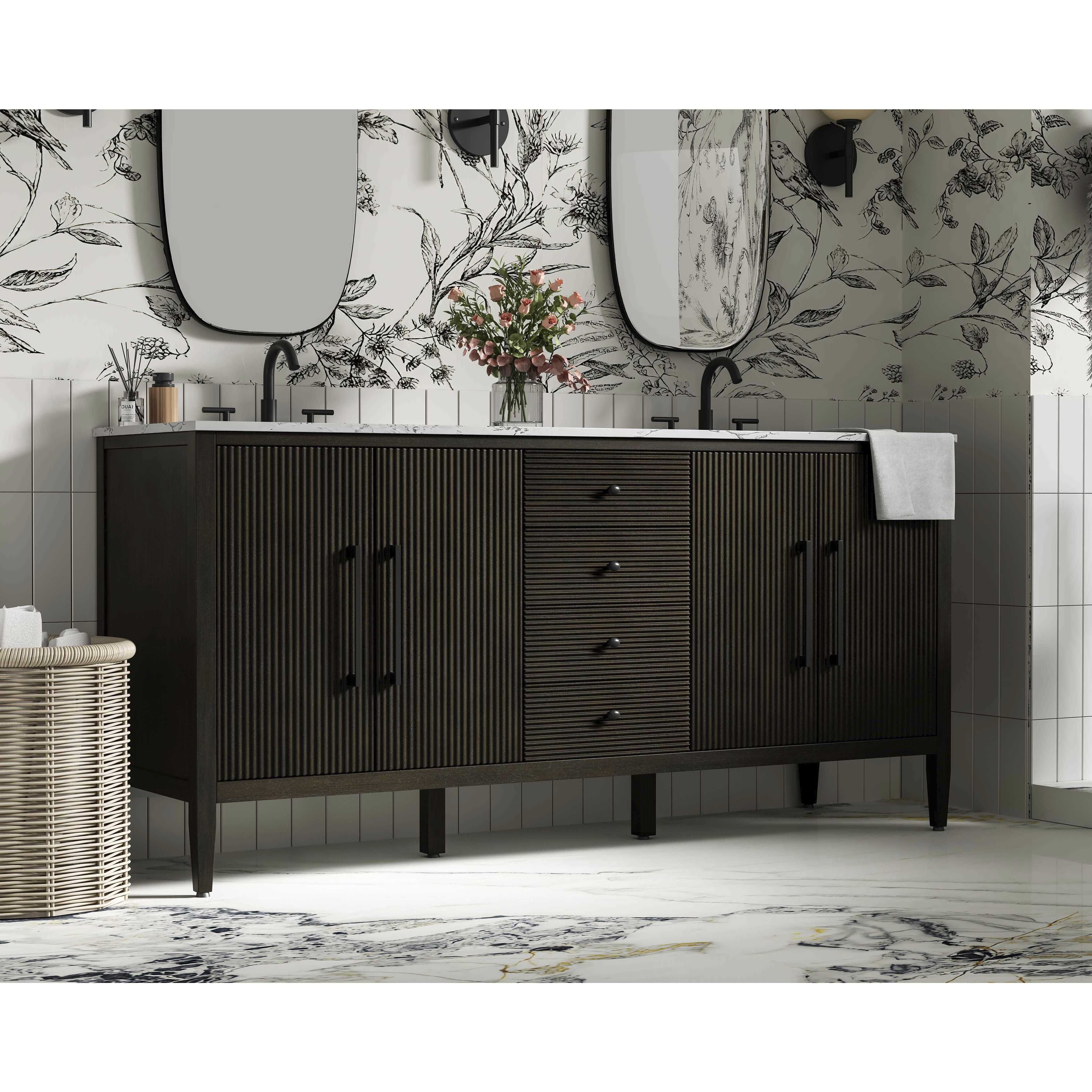 Blakely 72 X 34 inch Chocolate Oak Bathroom Vanity Cabinet
