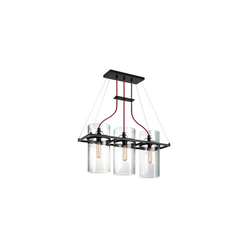 Square Ring 3 Light 26 inch Satin Black Pendant Ceiling Light