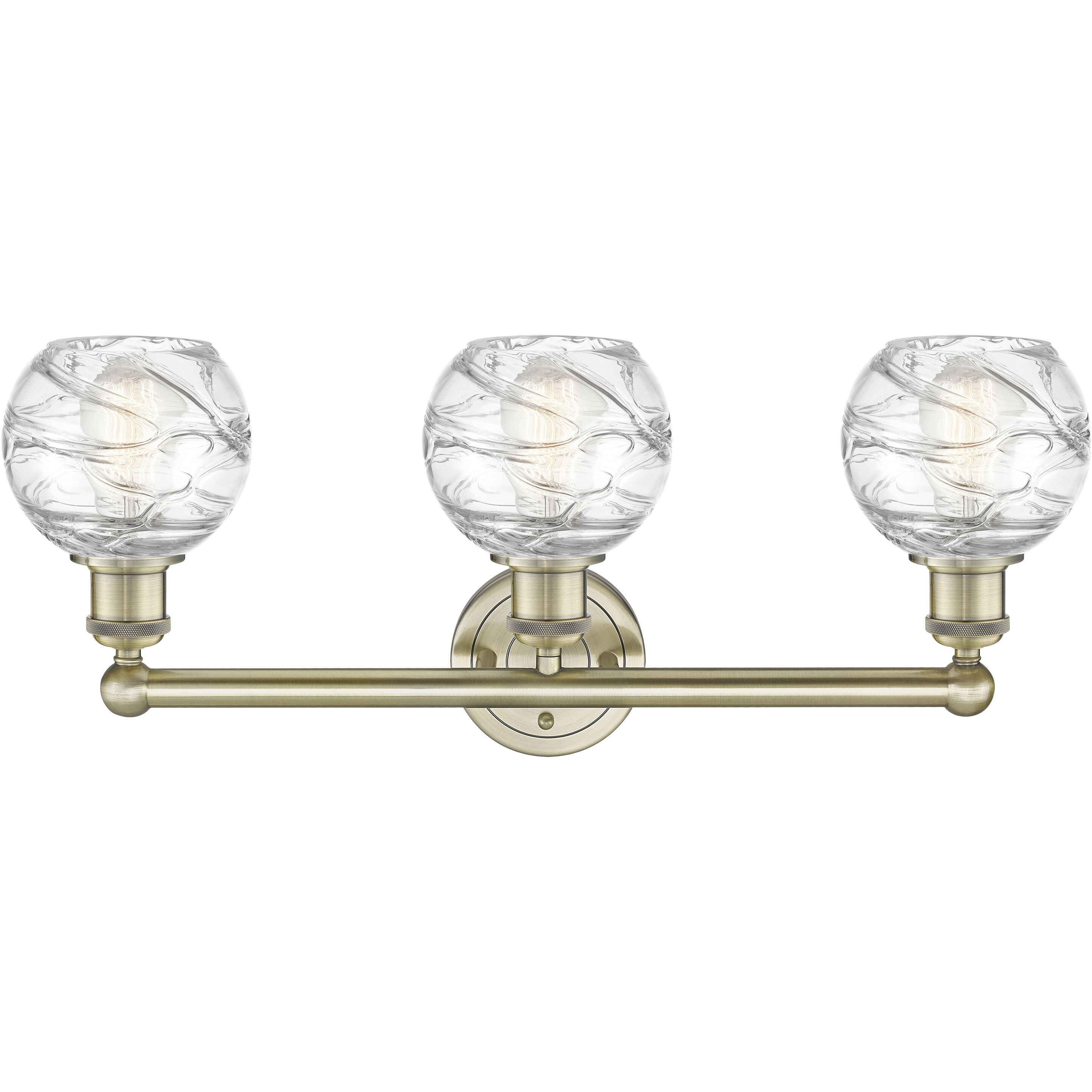 Athens Deco Swirl 3 Light 24 inch Antique Brass Bath Vanity Light Wall Light in Clear Deco Swirl