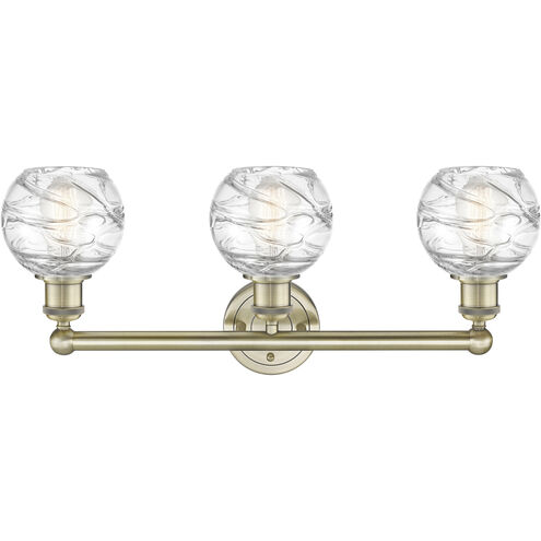 Athens Deco Swirl 3 Light 24 inch Antique Brass and Clear Deco Swirl Bath Vanity Light Wall Light