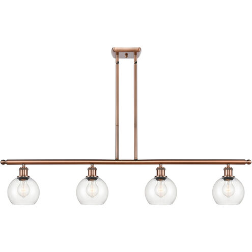 Ballston Athens 4 Light 48 inch Antique Copper Island Light Ceiling Light in Clear Glass