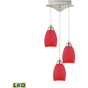 Buro LED 9 inch Satin Nickel Mini Pendant Ceiling Light in Red
