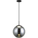 Boble LED 11.88 inch Matte Black Pendant Ceiling Light in Matte Black and Smoke