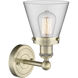 Cone Sconce Wall Light in Antique Brass, Clear