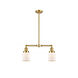 Franklin Restoration Small Bell 2 Light 21 inch Satin Gold Island Light Ceiling Light in Matte White Glass, Franklin Restoration