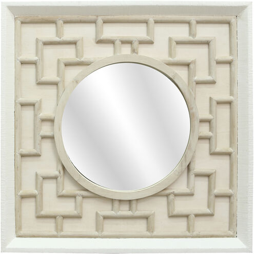 Finbar 40 X 40 inch White with Bleached White Wood and Mirror Wall Mirror