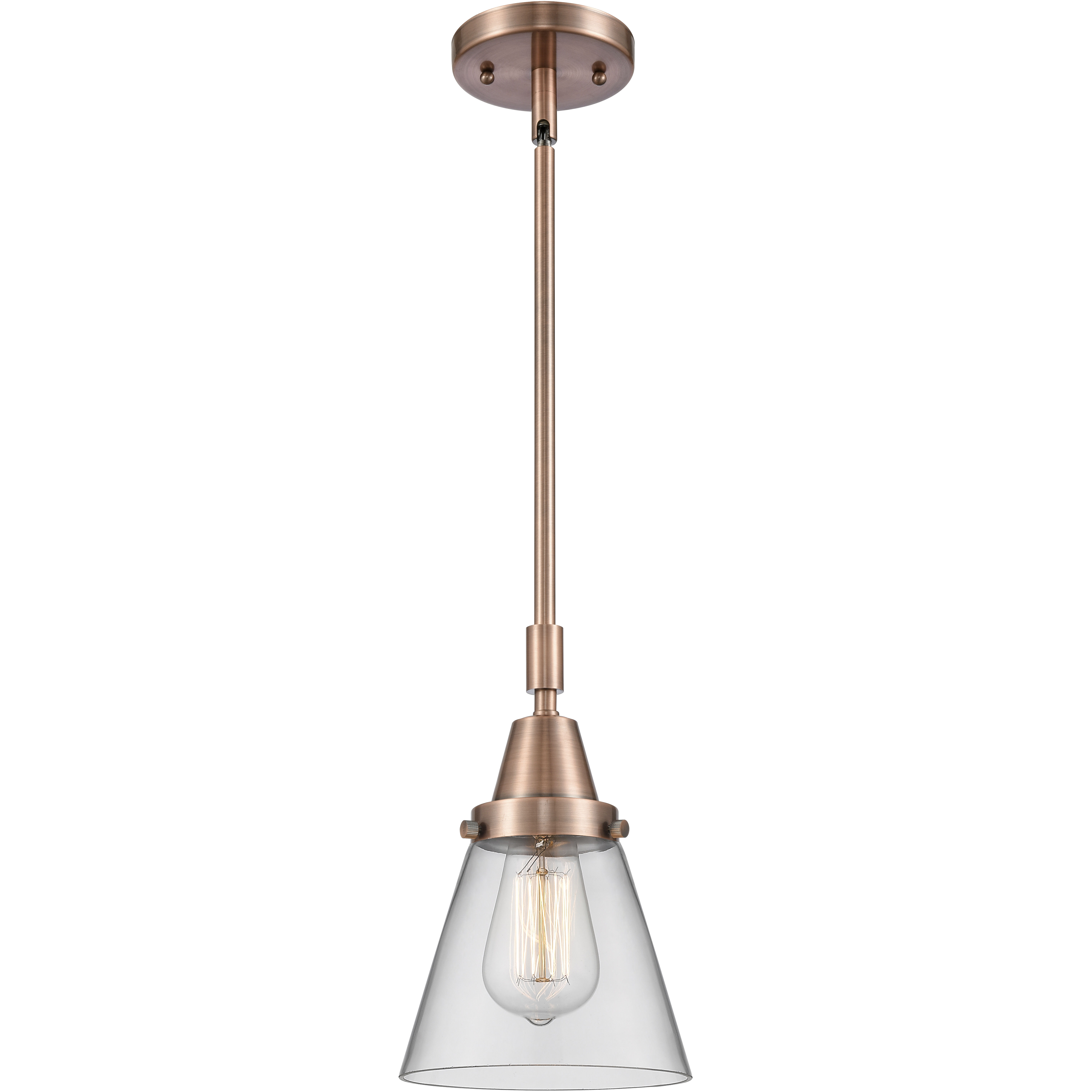 Franklin Restoration Small Cone 1 Light 6 inch Antique Copper Mini Pendant Ceiling Light in Clear Glass
