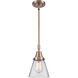 Franklin Restoration Small Cone 1 Light 6 inch Antique Copper Mini Pendant Ceiling Light in Clear Glass