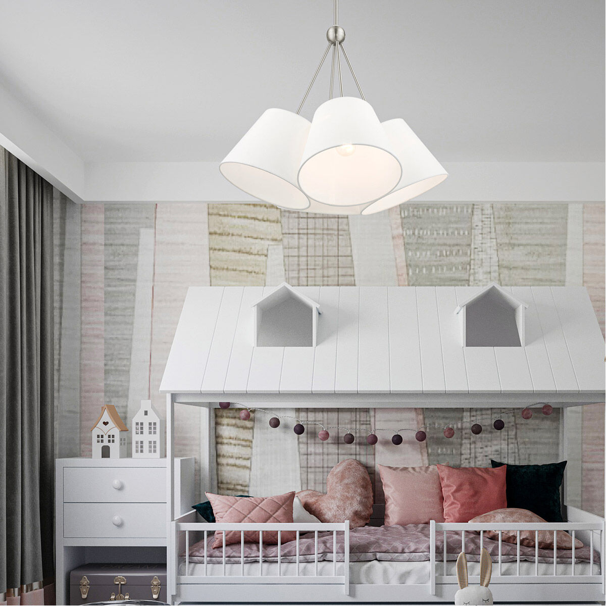 Prato 4 Light 25 inch Brushed Nickel Chandelier Ceiling Light