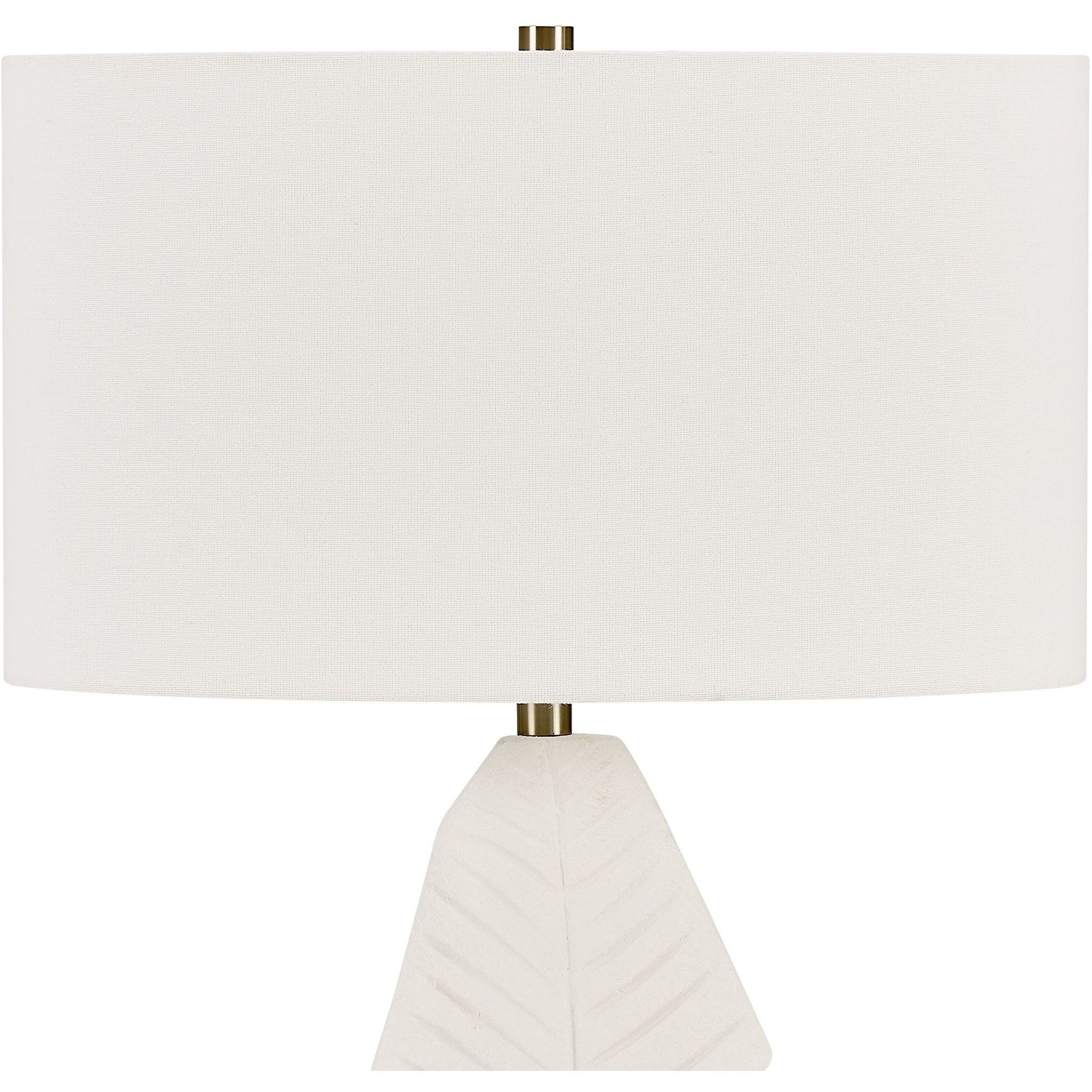 Palm Leaf 31.25 inch 150 watt Matte White Glaze and Brass Table Lamp Portable Light