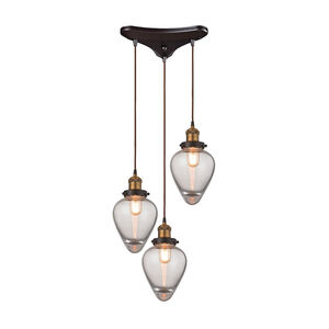 Williams 3 Light 15 inch Antique Brass with Oil Rubbed Bronze Multi Pendant Ceiling Light, Configurable