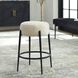 Arles 26 inch White Faux Shearling and Satin Black Counter Stool