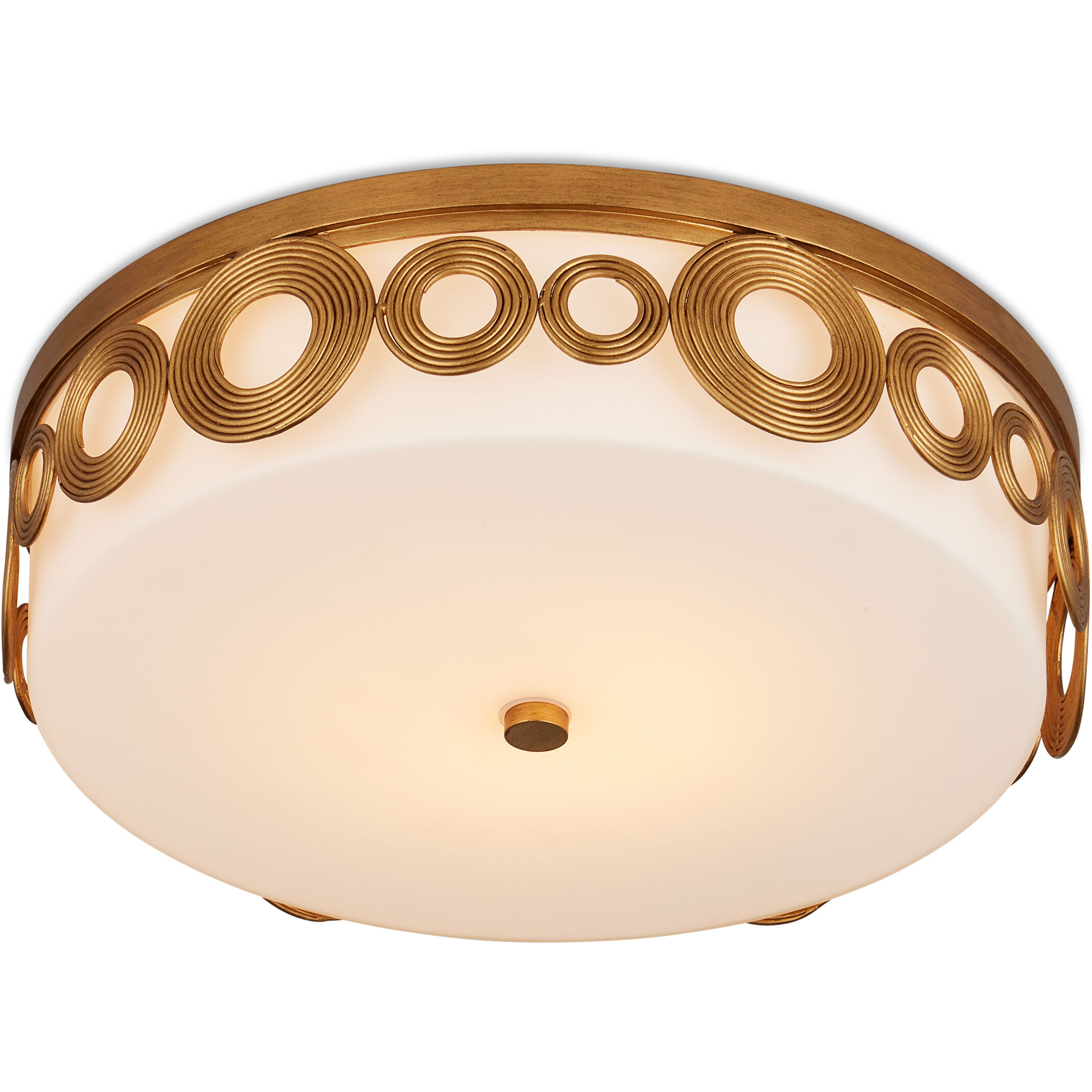 Gyges 1 Light 18 inch Brass/Opaque White Flush Mount Ceiling Light