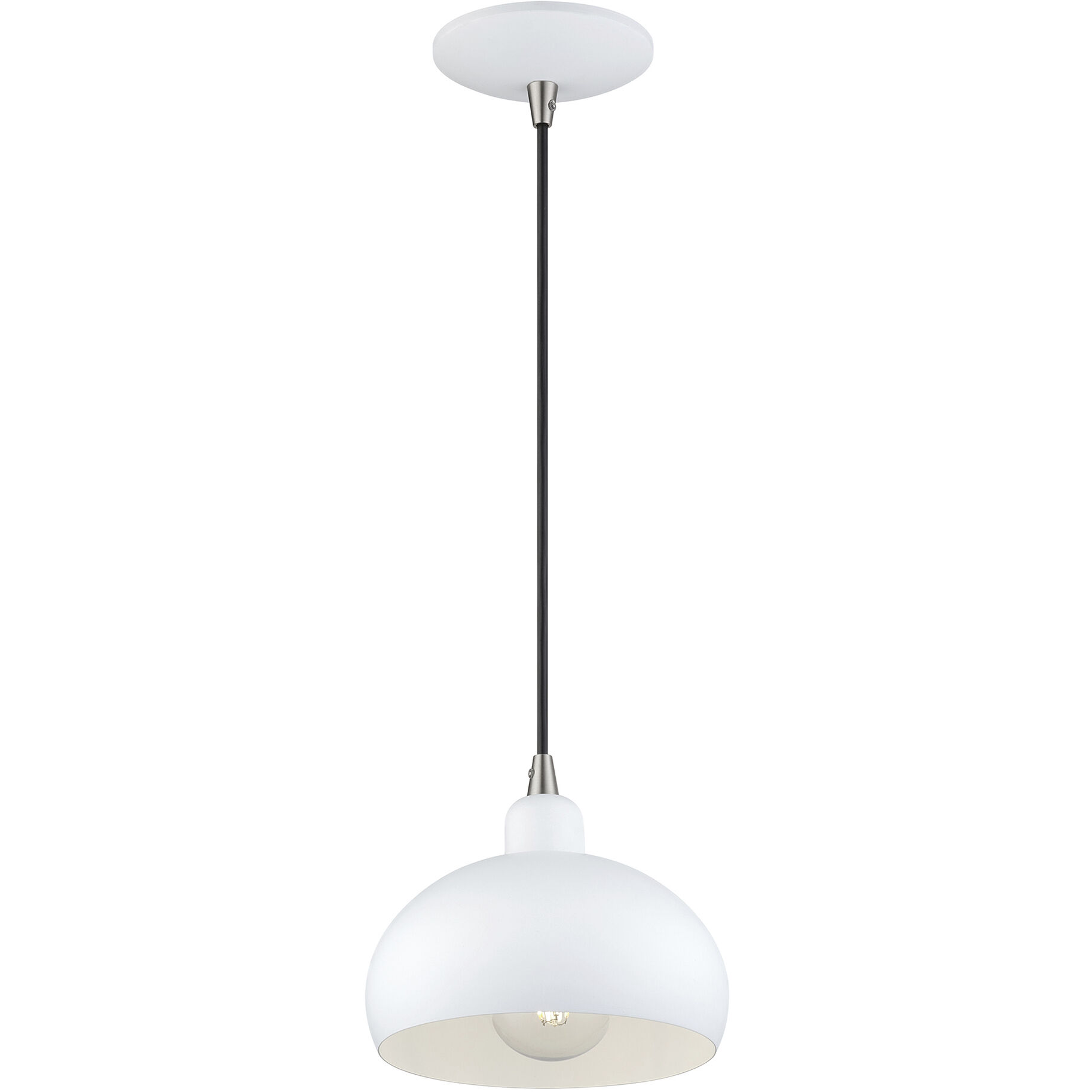 Domma 1 Light 8 inch White with Brushed Nickel Accents Mini Pendant Ceiling Light