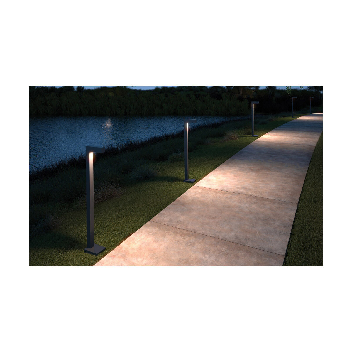 Sean Lavin Strut 120 19.4 watt Bronze Outdoor Bollard in LED 80 CRI 3000K, Button Photocontrol,  In-Line Fuse, Integrated LED
