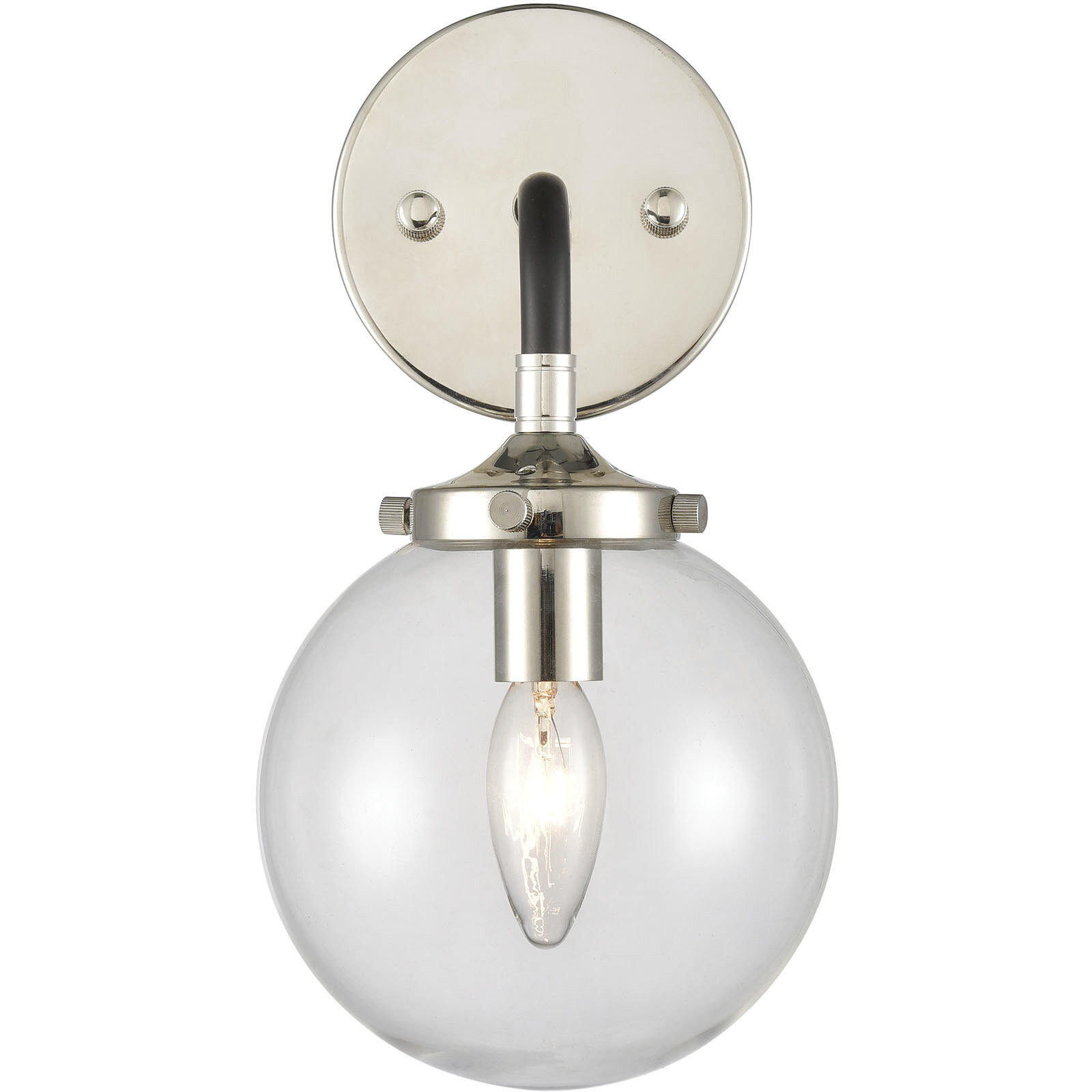 Boudreaux Sconce Wall Light in Matte Black with Polished Nickel