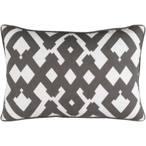 Large Zig Zag 20 X 13 inch White/Dark Brown Lumbar Pillow