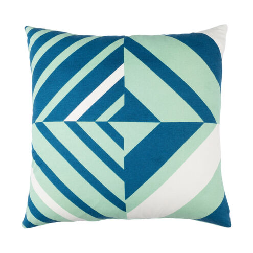 Lina 20 X 20 inch Mint and Dark Blue Throw Pillow
