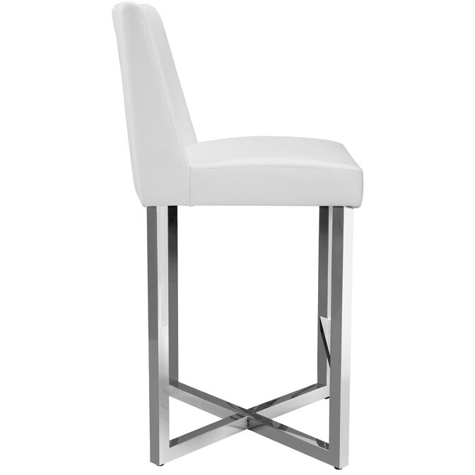 Howard 37.25 inch Stainless Steel / White Counter Stool
