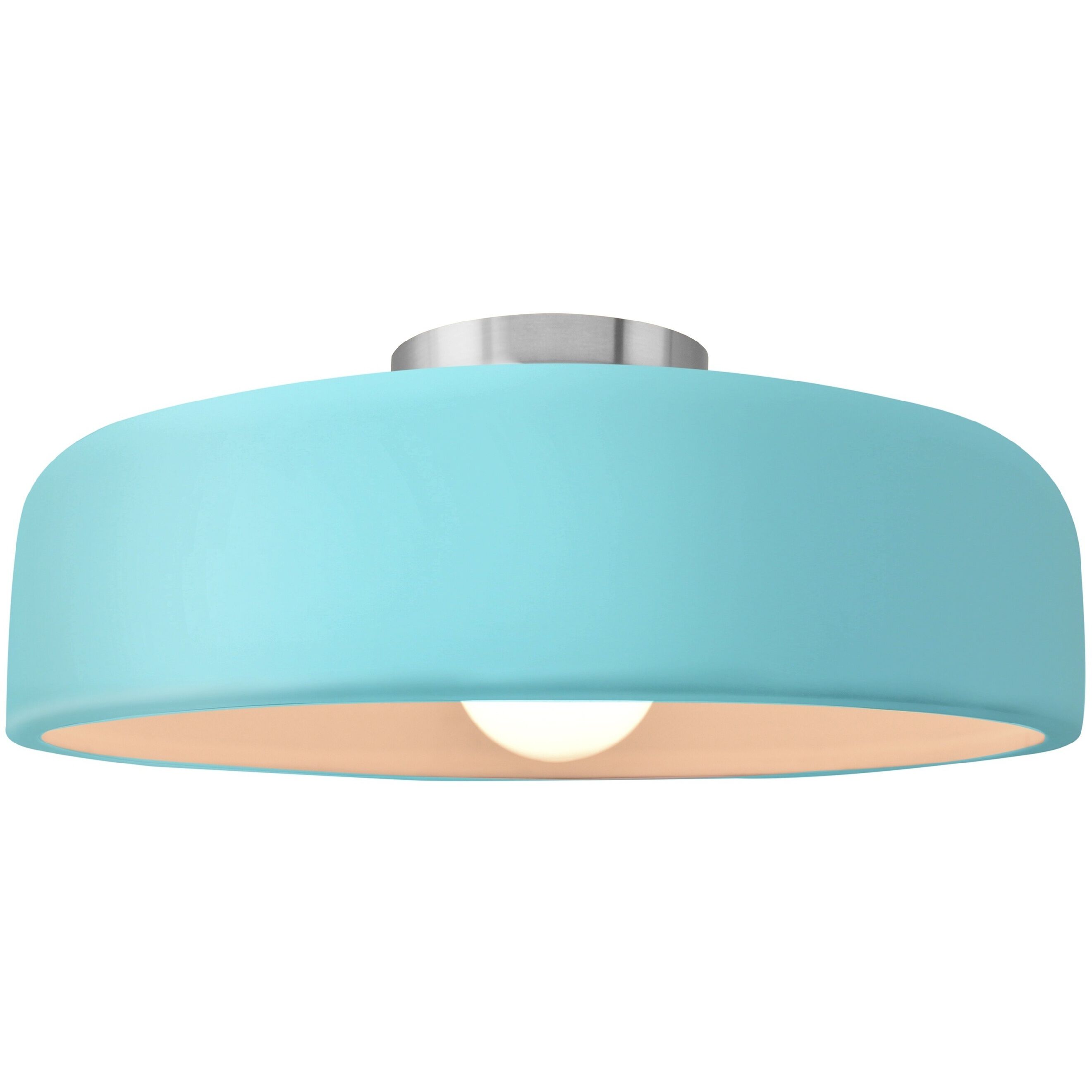 Radiance Collection - Spire 1 Light 13 inch Reflecting Pool and Brushed Nickel Semi-Flush Ceiling Light in Replaceable Bulb, 13W x 6H, Form+Finish+Function