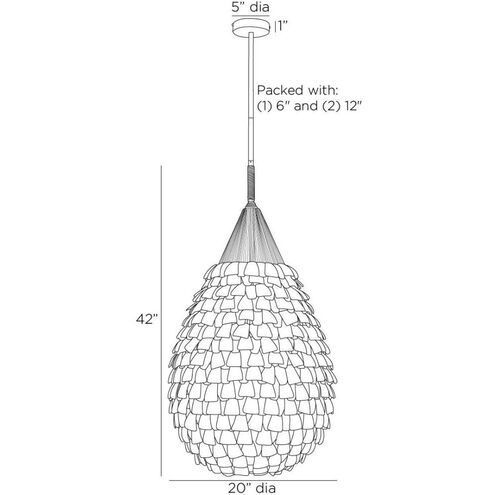 Ferndale 1 Light 20 inch Eucalyptus Stain and Dark Eucalyptus Stain with Antique Brass Pendant Ceiling Light