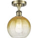 Ballston Brookhaven Globe 1 Light 7.88 inch Antique Brass Semi-Flush Mount Ceiling Light in Amber Glass